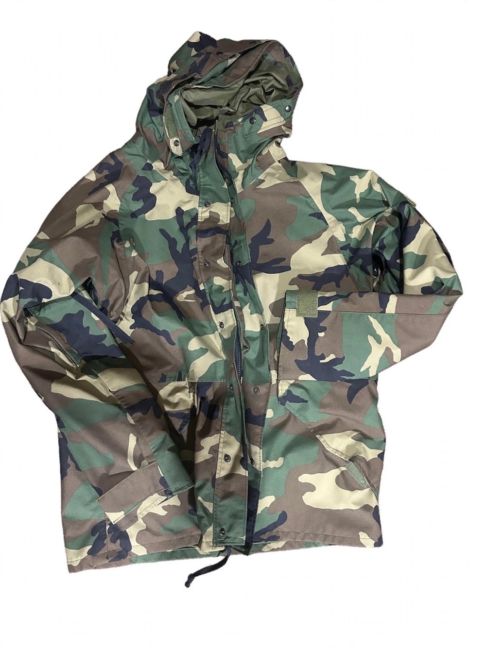Camouflage Hooded Field Jacket - Green Camo Size Large